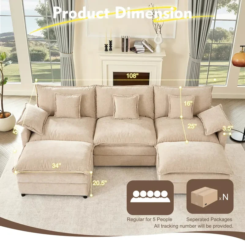 Modular U-Shaped Sectional Cloud Sofa